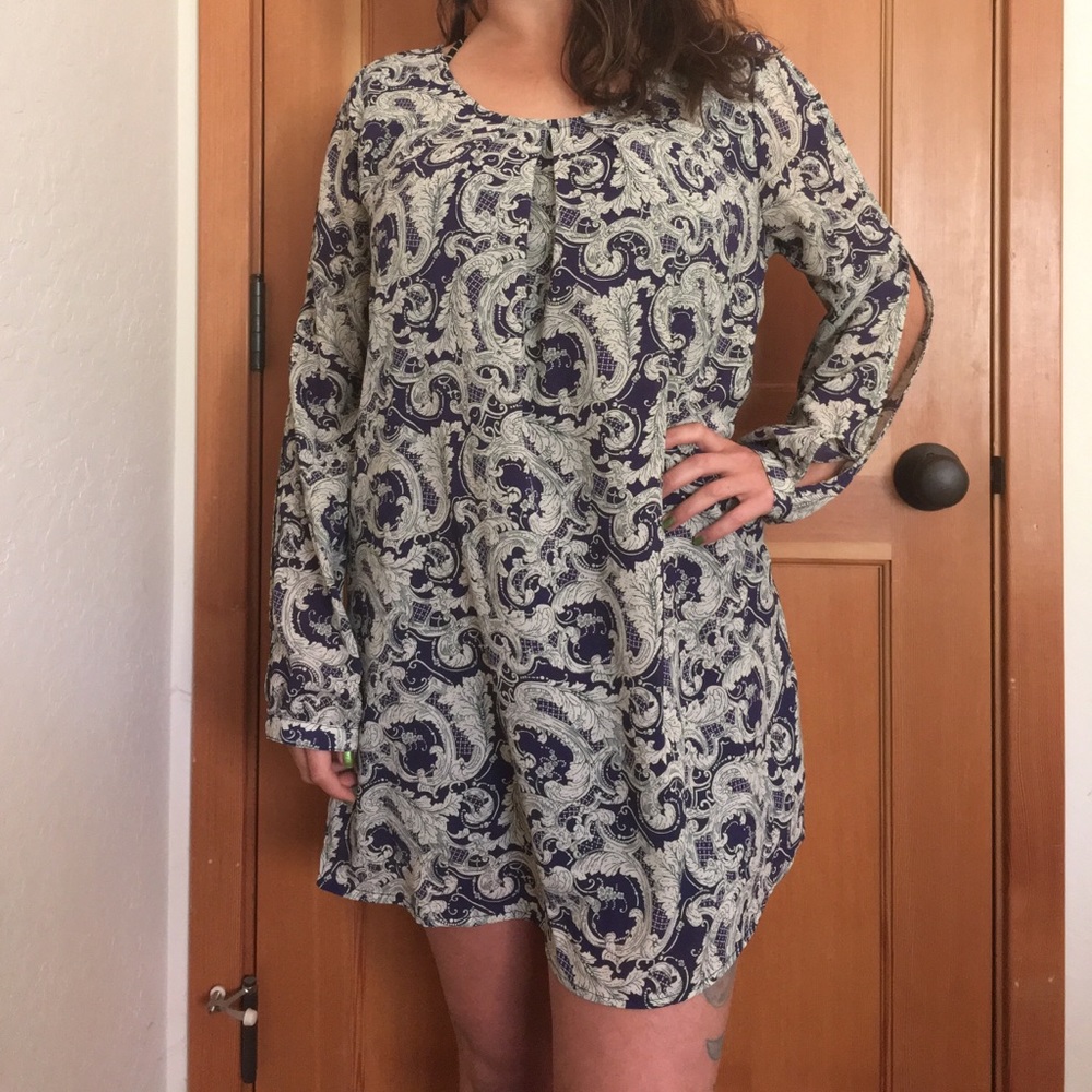 Blue Pepper Paisley Mini Dress